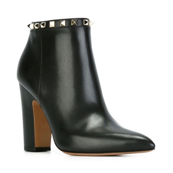 Valentino Rockstud Black Ankle Booties